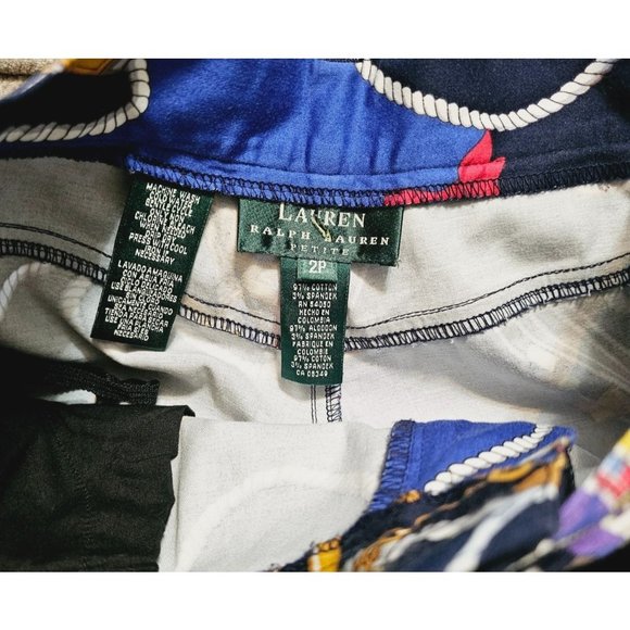 Vintage Lauren Ralph Lauren Nautical Print Pants Size 2 Ankle Blue - Picture 3 of 7